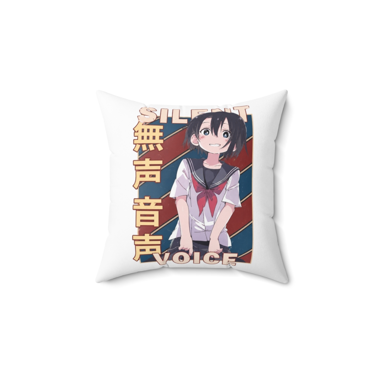 Yuzuru Nishimiya A Silent Voice Vintage Stripe Design Throw Pillow