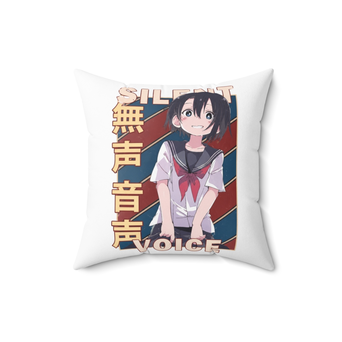 Yuzuru Nishimiya A Silent Voice Vintage Stripe Design Throw Pillow - alternate angle 2, merchandise