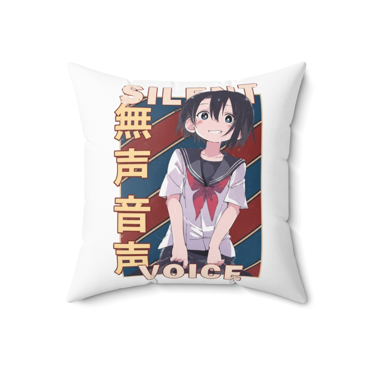 Yuzuru Nishimiya A Silent Voice Vintage Stripe Design Throw Pillow - alternate angle 3, merchandise