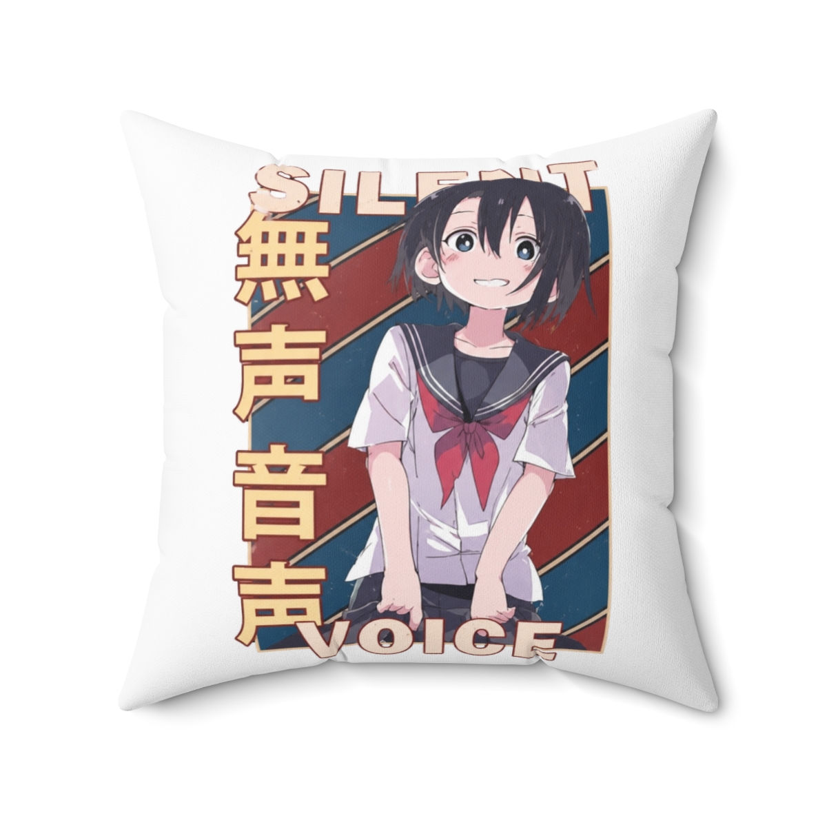 Yuzuru Nishimiya A Silent Voice Vintage Stripe Design Throw Pillow - alternate angle 4, merchandise